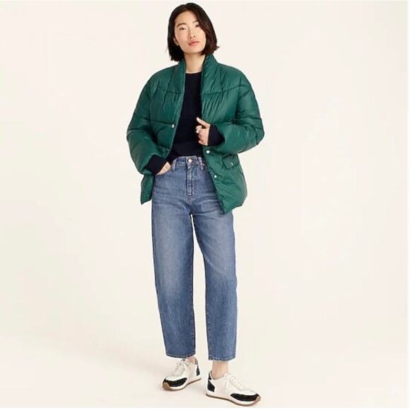 J. Crew Alps puffer jacket with PrimaLoft Sz XL Green Shawl Collar Nylon - Picture 1 of 8